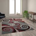 Flash Furniture Red 6' x 9' Distressed Abstract Area Rug OKR-RG1100-69-RD-GG